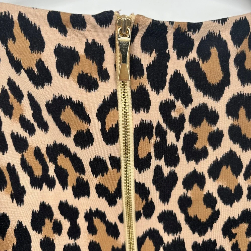 Kate Spade Leopard-print Ponte Dress Fit & Flare 3/4 Sleeves Brown Size 10